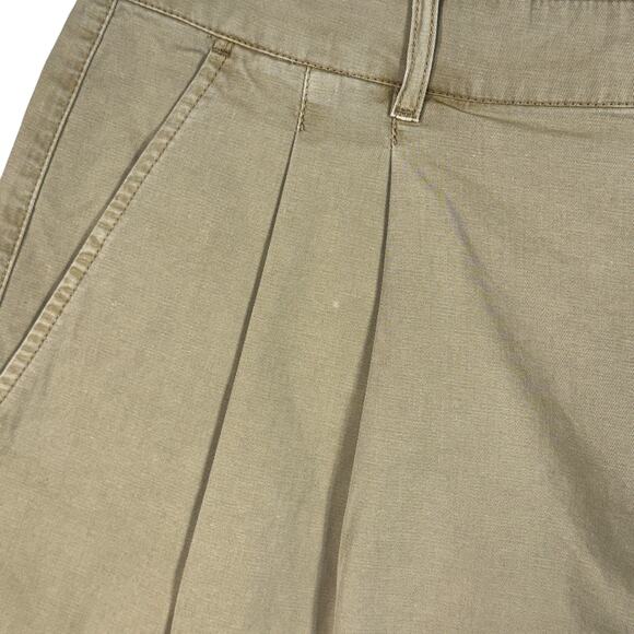 Lucky Brand SZ 14 Pleated Chino Shorts Hi-Rise Pockets Zip-Fly Tan Womens New - Picture 2 of 8